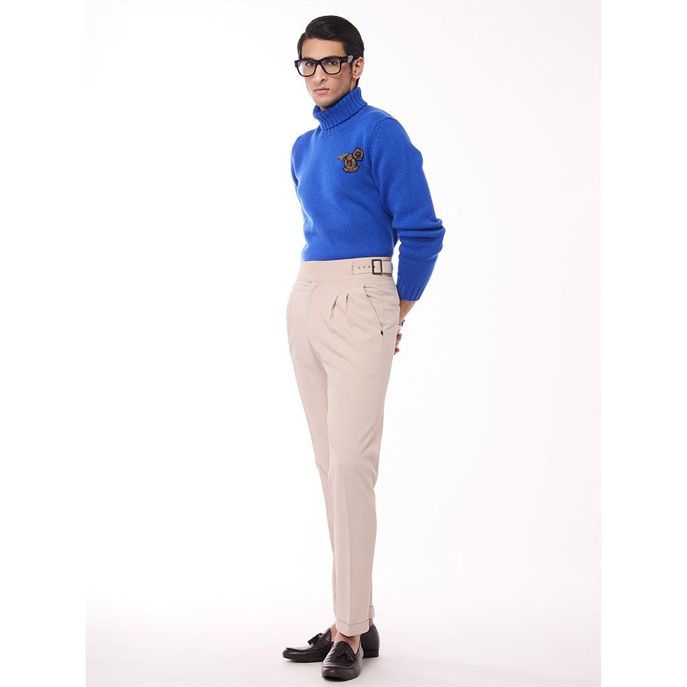 S&N by Shantnu Nikhil Cashmere High Neck Blue Sweater