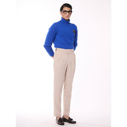 S&N by Shantnu Nikhil Cashmere High Neck Blue Sweater
