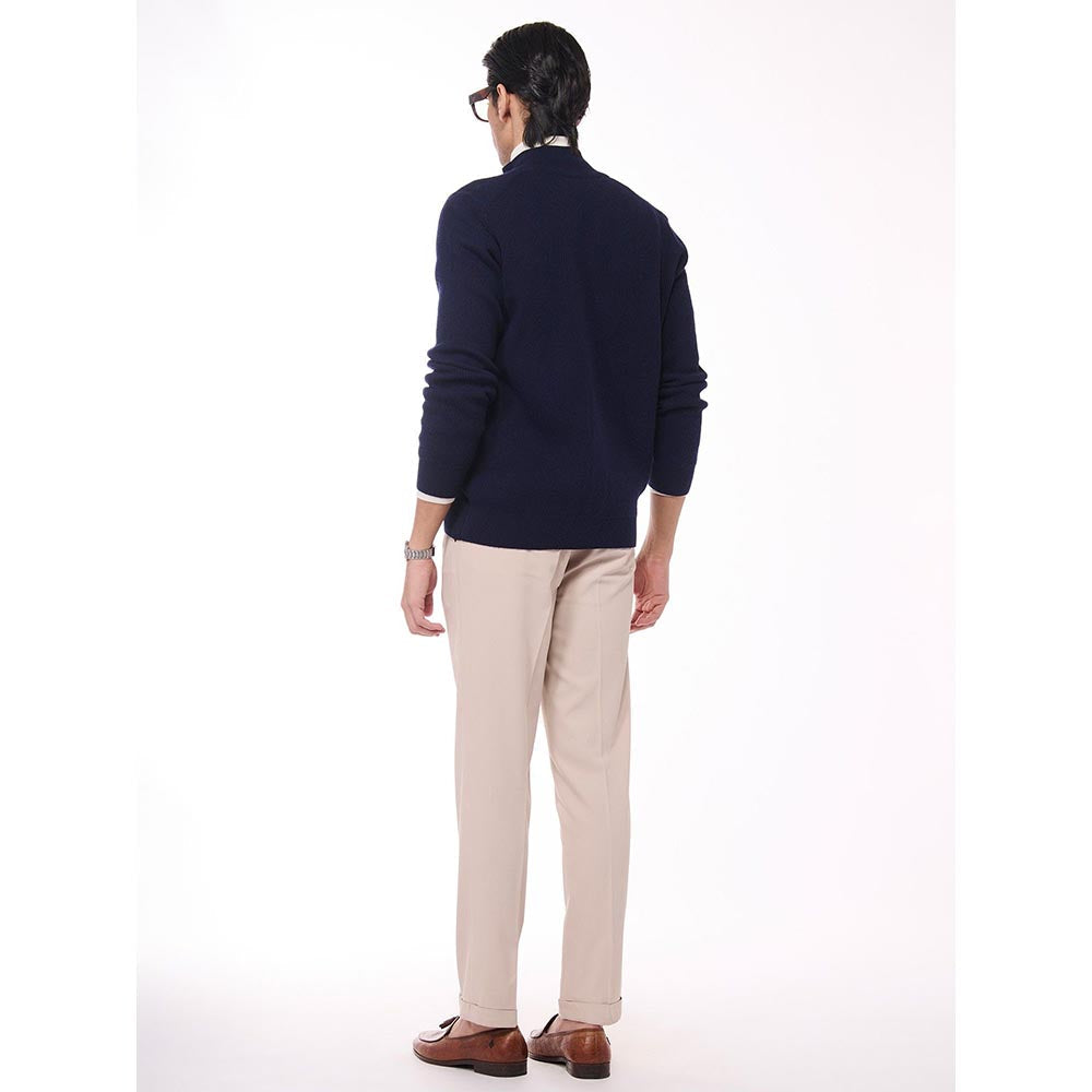S&N by Shantnu Nikhil Crested Cashmere Navy Blue Sweater