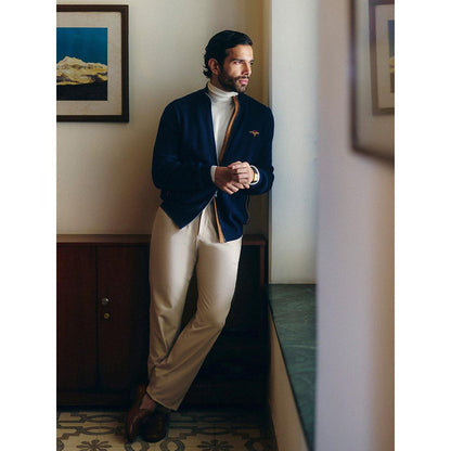 S&N by Shantnu Nikhil Crested Cashmere Navy Blue Sweater