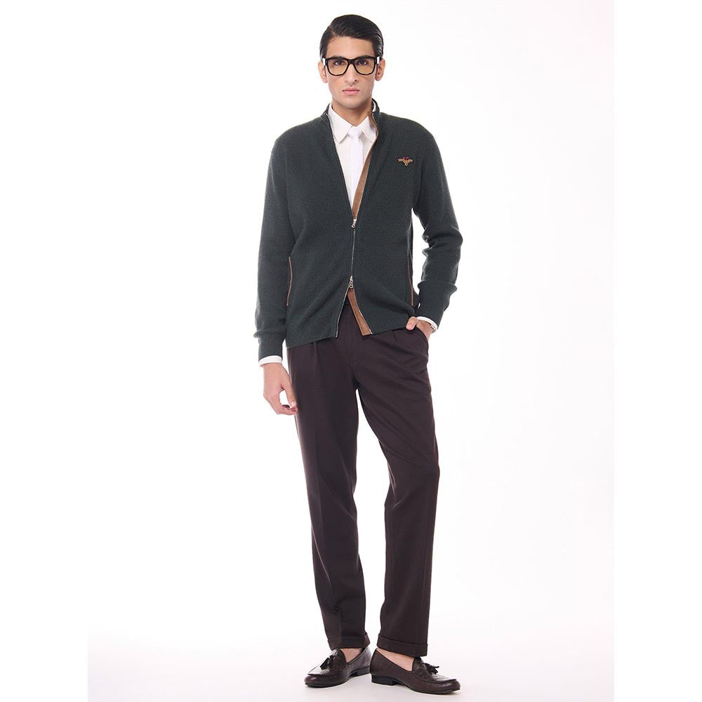 S&N by Shantnu Nikhil Crested Cashmere Green Sweater