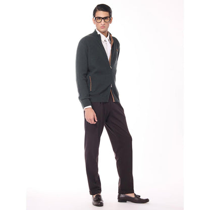 S&N by Shantnu Nikhil Crested Cashmere Green Sweater