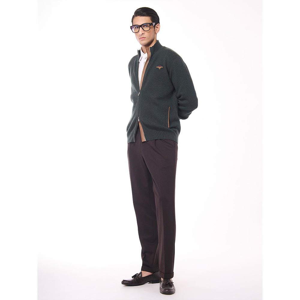 S&N by Shantnu Nikhil Crested Cashmere Green Sweater