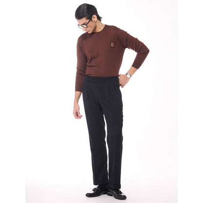S&N by Shantnu Nikhil Merino Wool Crested Brown Sweater