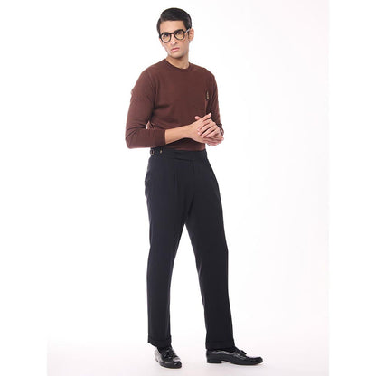 S&N by Shantnu Nikhil Merino Wool Crested Brown Sweater