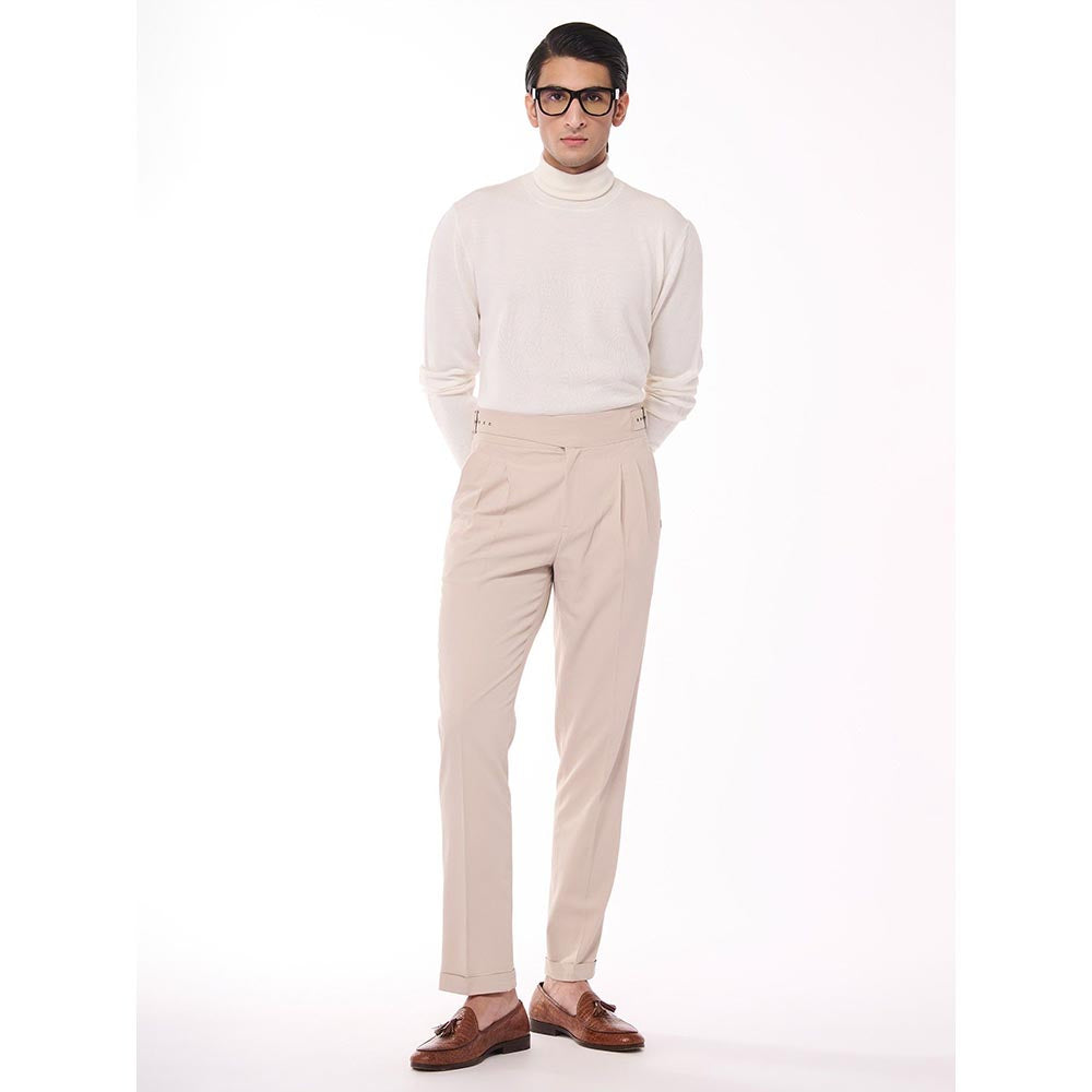 S&N by Shantnu Nikhil Merino Wool Turtle Neck Off White Sweater