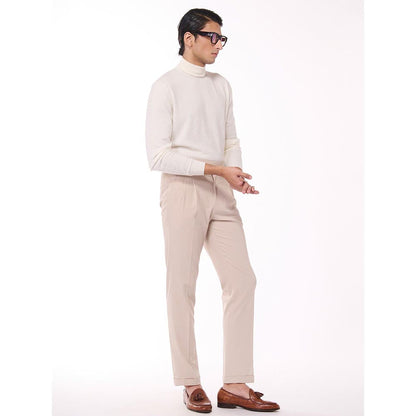 S&N by Shantnu Nikhil Merino Wool Turtle Neck Off White Sweater