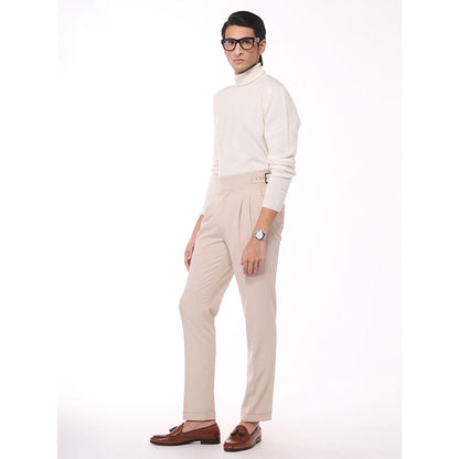 S&N by Shantnu Nikhil Merino Wool Turtle Neck Off White Sweater