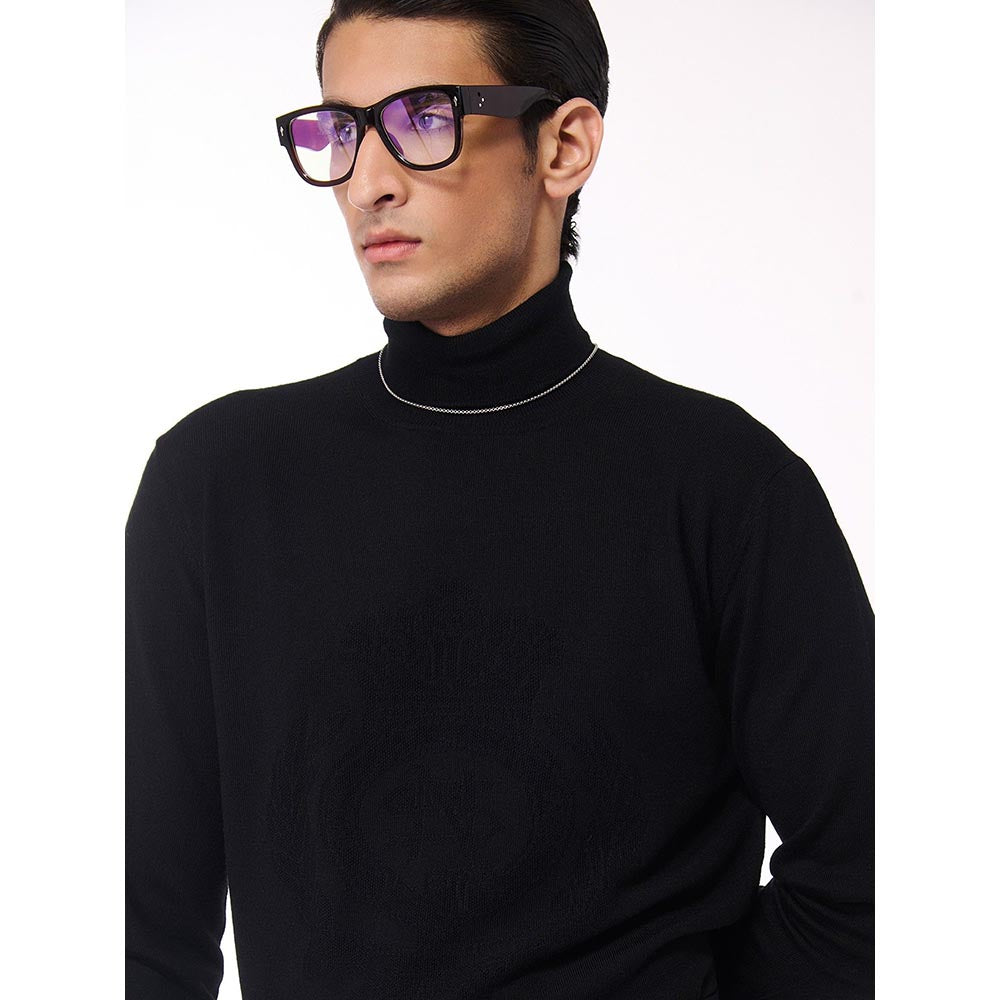 S&N by Shantnu Nikhil Merino Wool Turtle Neck Black Sweater