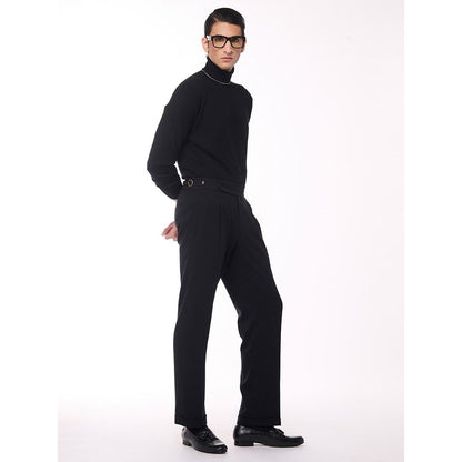 S&N by Shantnu Nikhil Merino Wool Turtle Neck Black Sweater
