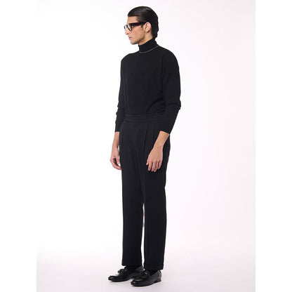 S&N by Shantnu Nikhil Merino Wool Turtle Neck Black Sweater