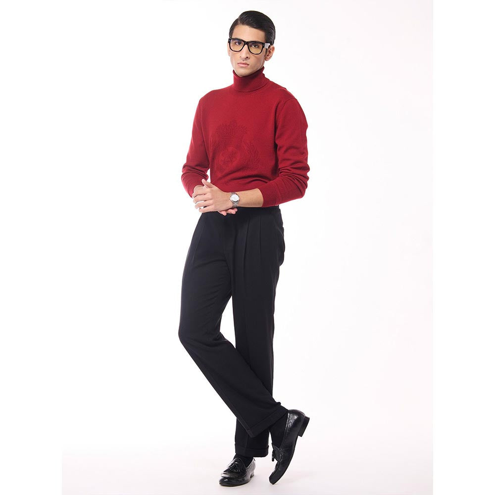 S&N by Shantnu Nikhil Merino Wool Turtle Neck Red Sweater