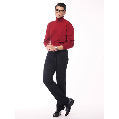S&N by Shantnu Nikhil Merino Wool Turtle Neck Red Sweater