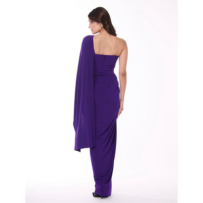 S&N by Shantnu Nikhil Purple One-Shoulder Solid Dress