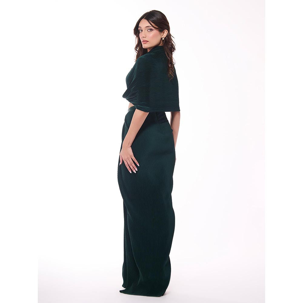 S&N by Shantnu Nikhil Green Emerald Pleated Top