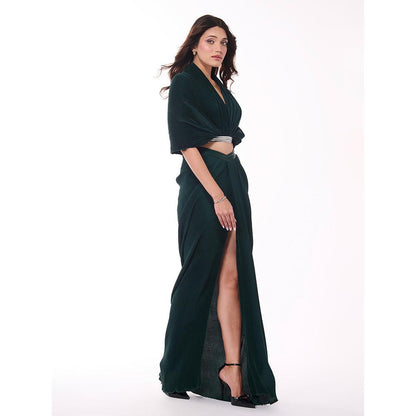 S&N by Shantnu Nikhil Green Emerald Pleated Top