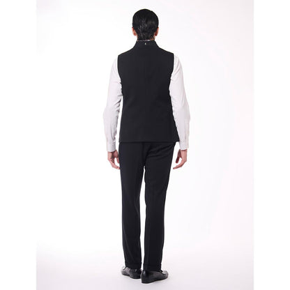 S&N by Shantnu Nikhil Black Metallic Buttons Waistcoat