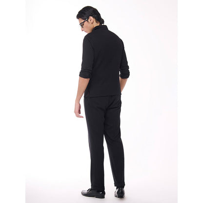 S&N by Shantnu Nikhil Black Velvet Details Waistcoat
