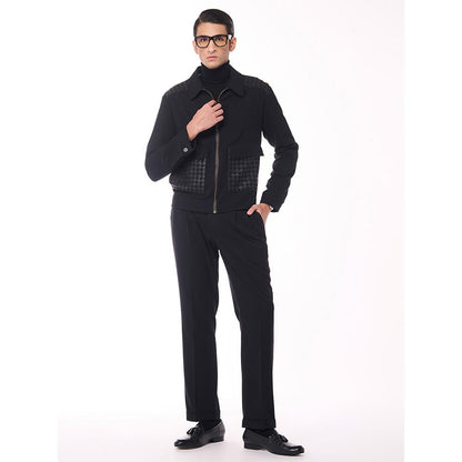 S&N by Shantnu Nikhil Black Layering with Houndstooth Jacket