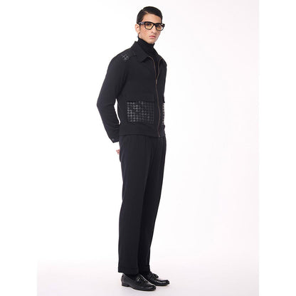 S&N by Shantnu Nikhil Black Layering with Houndstooth Jacket