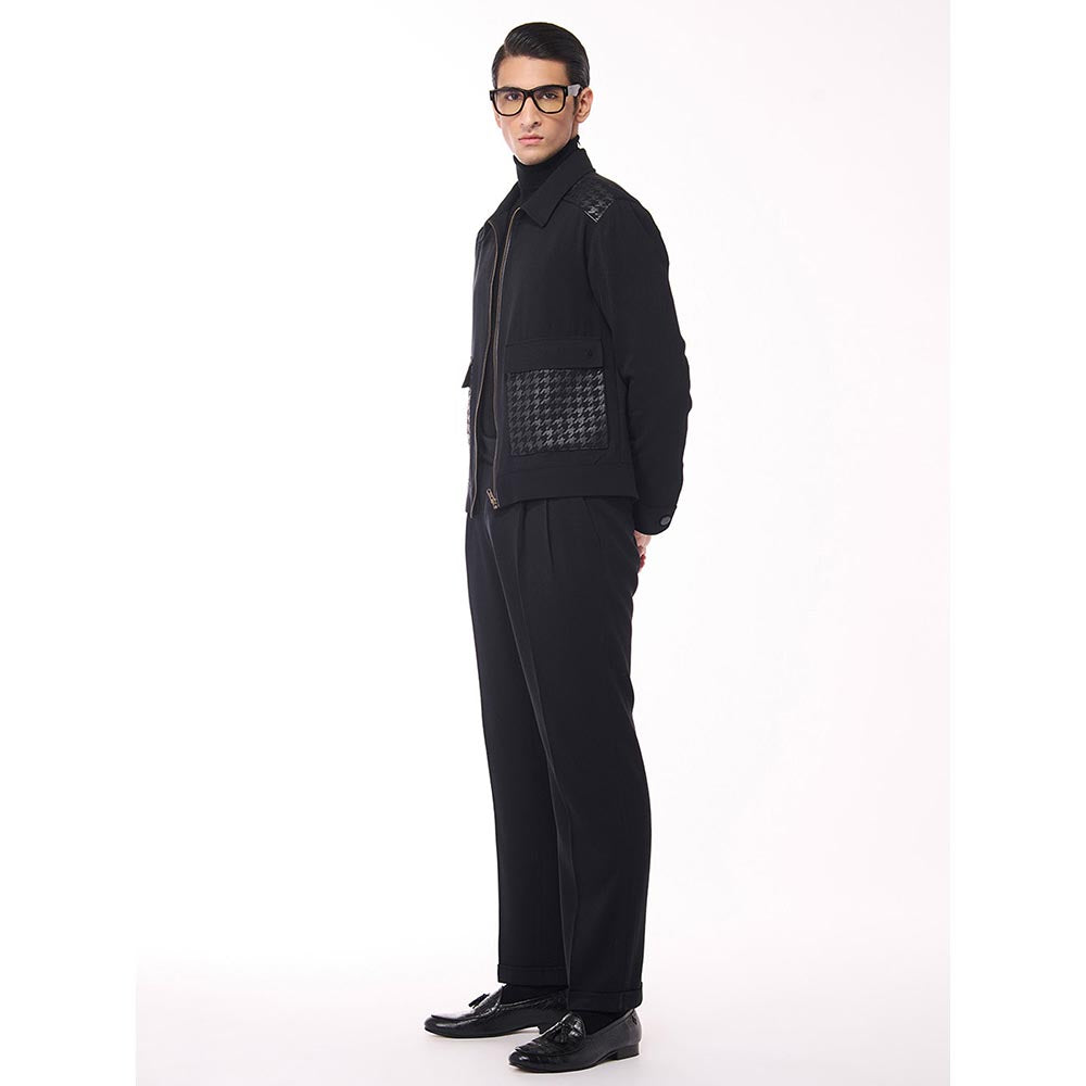 S&N by Shantnu Nikhil Black Layering with Houndstooth Jacket
