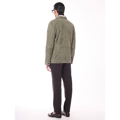 S&N by Shantnu Nikhil Olive Suede Layering Jacket
