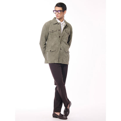 S&N by Shantnu Nikhil Olive Suede Layering Jacket