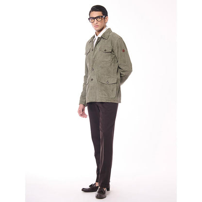 S&N by Shantnu Nikhil Olive Suede Layering Jacket