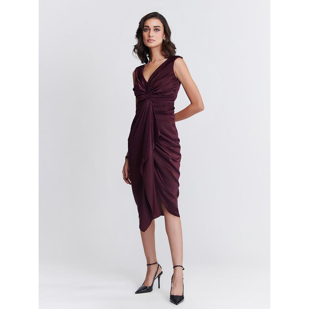 S&N by Shantnu Nikhil Womens Satin Solid Purple Dress