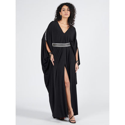 S&N by Shantnu Nikhil Womens Jersey Solid Black Dress with Belt