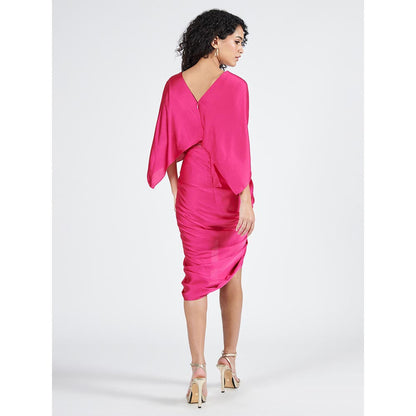 S&N by Shantnu Nikhil Womens Jersey Solid Pink Dress with Belt