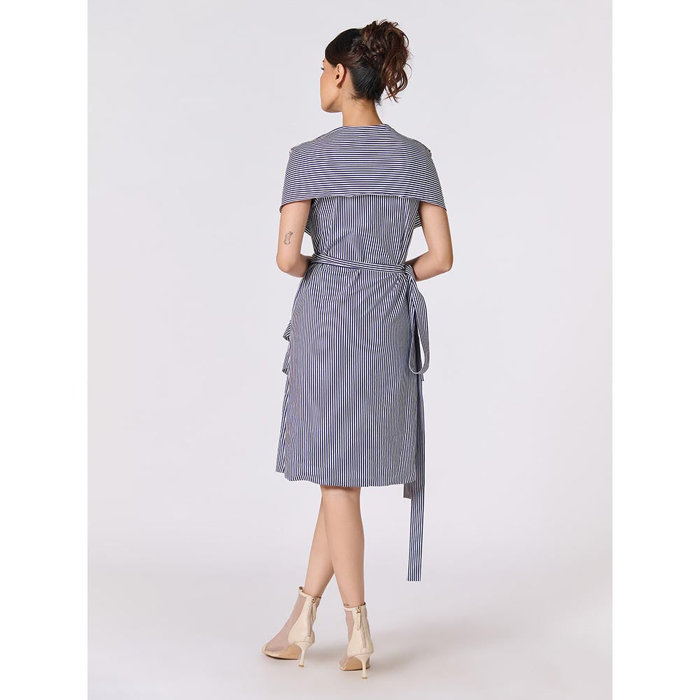 S&N by Shantnu Nikhil Womens Jersey Stripes Multi-Color Dress with Belt