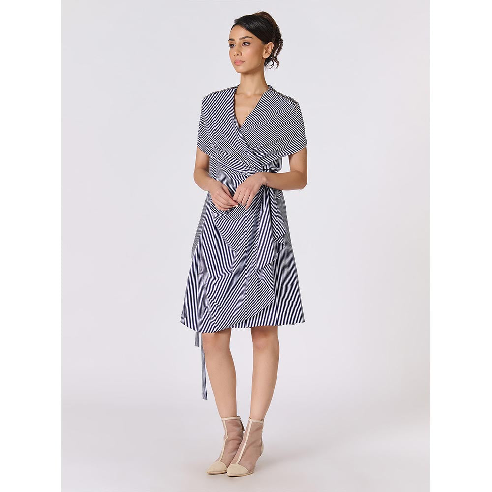 S&N by Shantnu Nikhil Womens Jersey Stripes Multi-Color Dress with Belt
