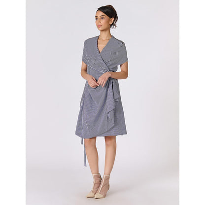 S&N by Shantnu Nikhil Womens Jersey Stripes Multi-Color Dress with Belt