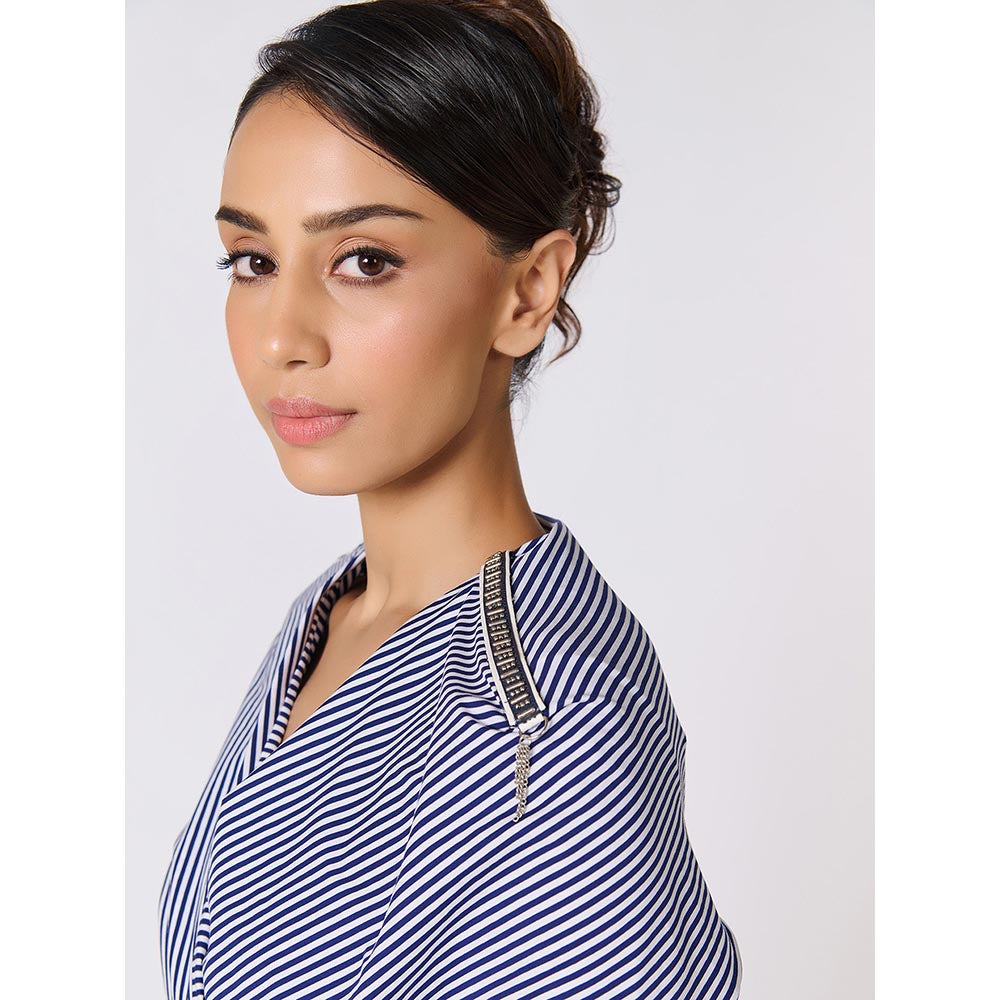 S&N by Shantnu Nikhil Womens Jersey Stripes Multi-Color Dress with Belt