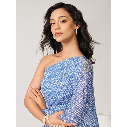 S&N by Shantnu Nikhil Womens Chiffon Printed Blue Dress