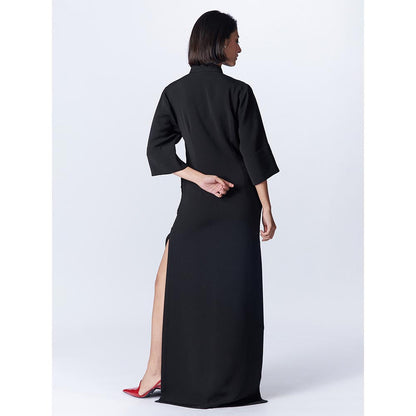 S&N by Shantnu Nikhil Womens Crepe Solid Black Dress