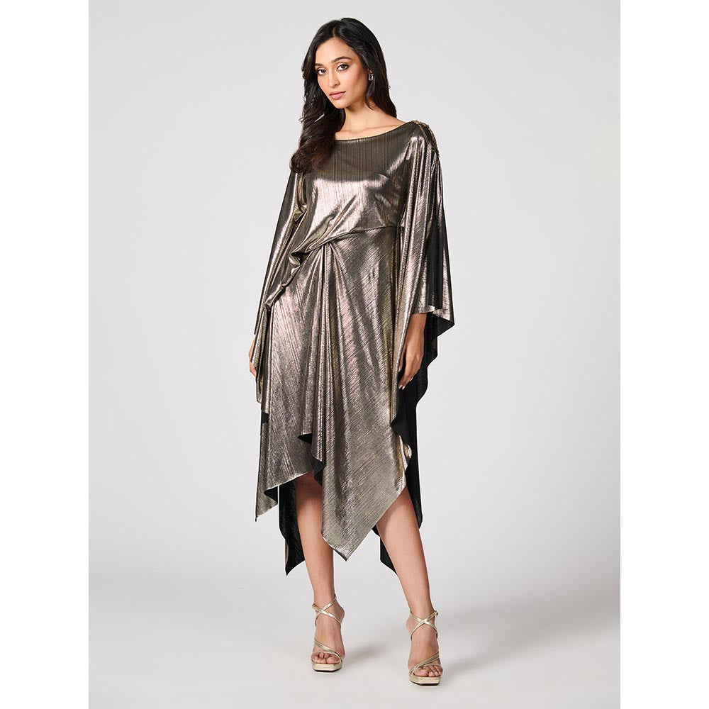 S&N by Shantnu Nikhil Womens Crepe Sequined Silver Dress