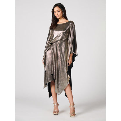 S&N by Shantnu Nikhil Womens Crepe Sequined Silver Dress
