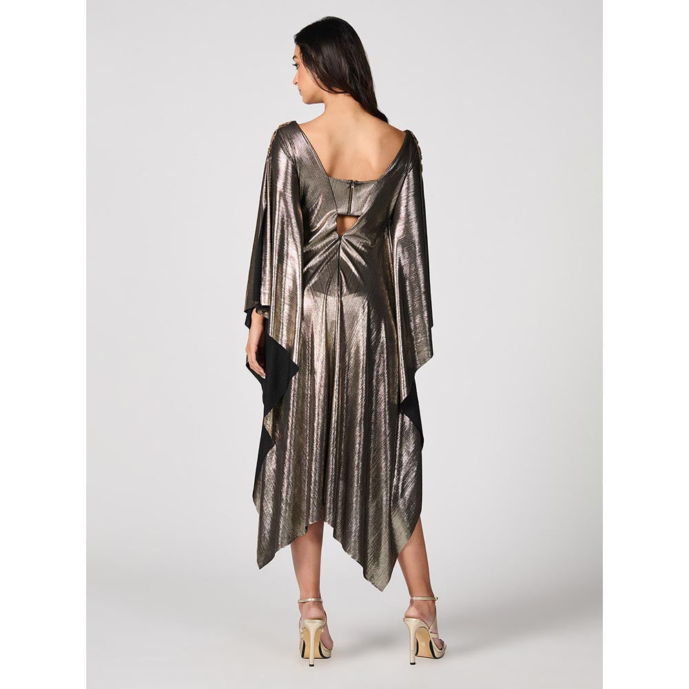 S&N by Shantnu Nikhil Womens Crepe Sequined Silver Dress