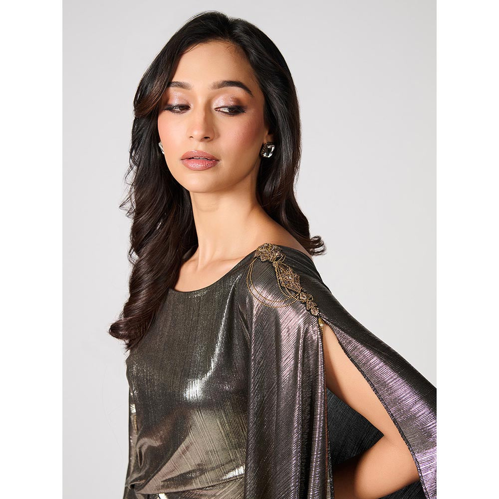 S&N by Shantnu Nikhil Womens Crepe Sequined Silver Dress