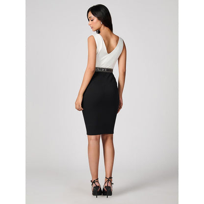 S&N by Shantnu Nikhil Womens Crepe Colorblock Multi-Color Dress