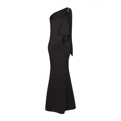S&N by Shantnu Nikhil Womens Jersey Solid Black Gown