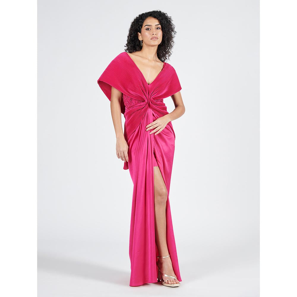 S&N by Shantnu Nikhil Womens Jersey Sequined Pink Gown