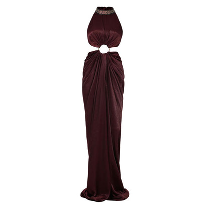 S&N by Shantnu Nikhil Womens Jersey Sequined Wine Gown