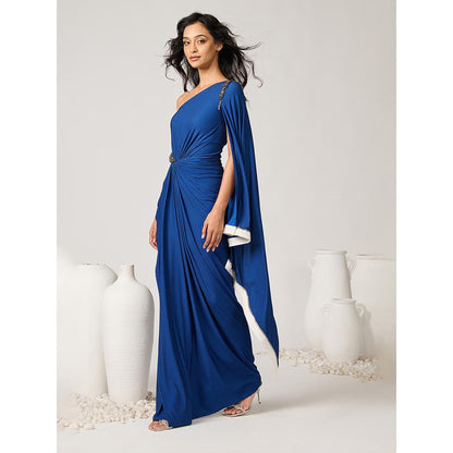 S&N by Shantnu Nikhil Womens Jersey Printed Blue Dress