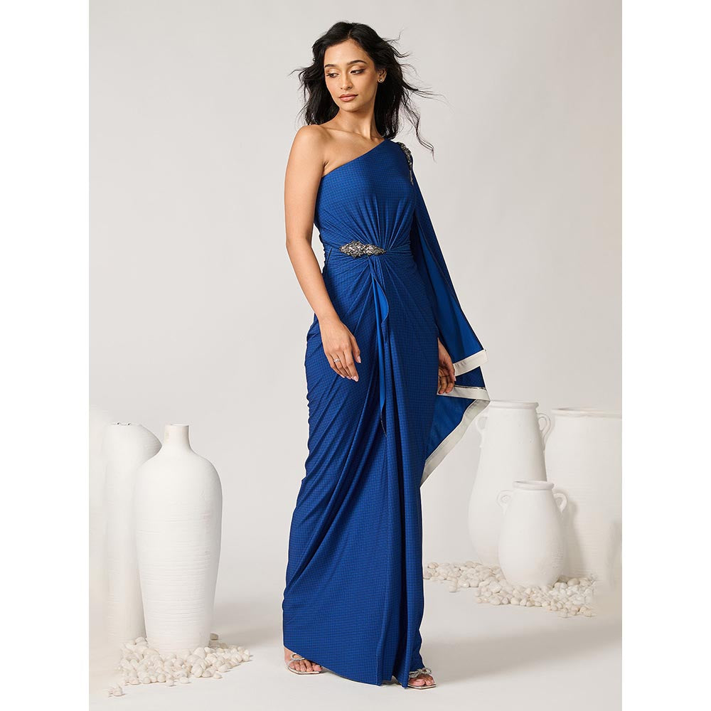 S&N by Shantnu Nikhil Womens Jersey Printed Blue Dress