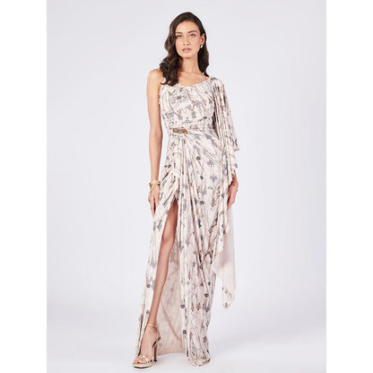 S&N by Shantnu Nikhil Womens Jersey Printed Beige Dress