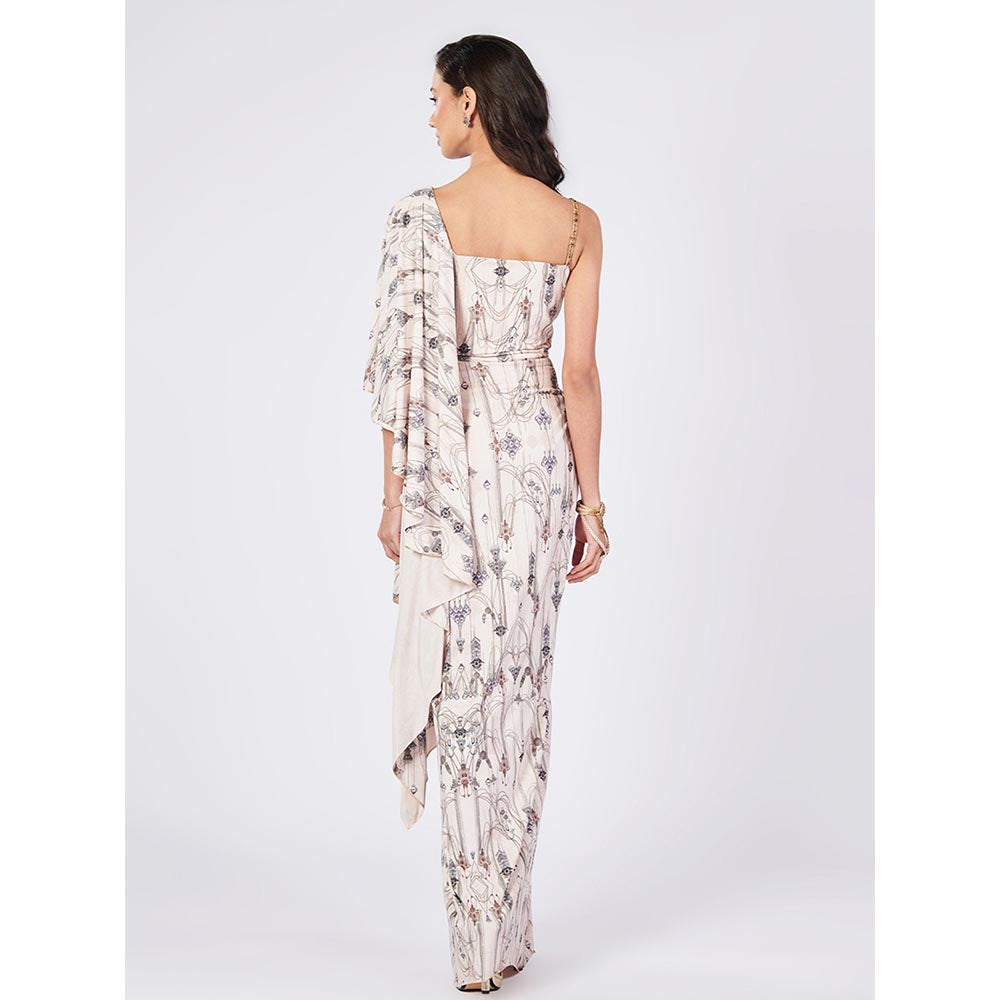 S&N by Shantnu Nikhil Womens Jersey Printed Beige Dress