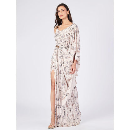S&N by Shantnu Nikhil Womens Jersey Printed Beige Dress